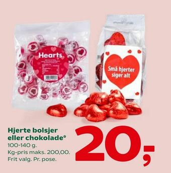 Coop 365 Hjerte bolsjer eller chokolade tilbud