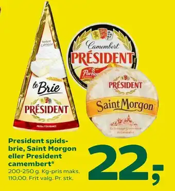 Coop 365 President spidsbrie, Saint Morgon eller President camembert tilbud