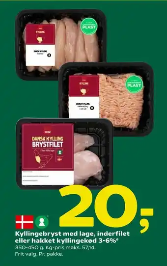 Coop 365 Kyllingebryst med lage, inderfilet eller hakket kyllingekød 3-6% tilbud