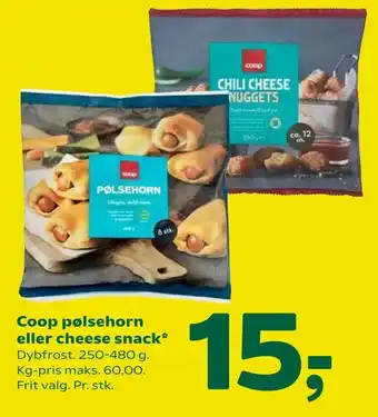Coop 365 Coop pølsehorn eller cheese snack tilbud