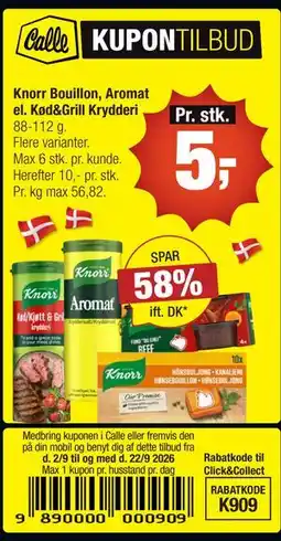 Calle Knorr Bouillon, Aromat el. Kød&Grill Krydderi tilbud