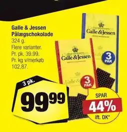 Calle Galle & Jessen Pålægschokolade tilbud