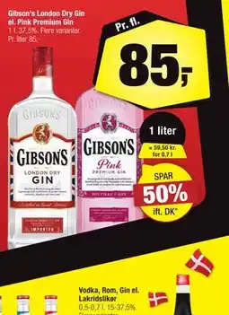 Calle Gibson's London Dry Gin el. Pink Premium Gin tilbud