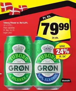 Calle Tuborg Pilsner el. Nul 0,0% tilbud