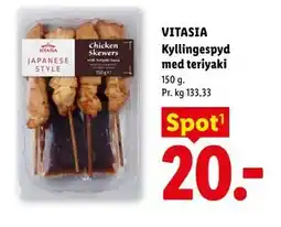 Lidl VITASIA Kyllingespyd med teriyaki tilbud