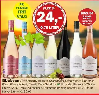 Silverboom Pink Moscato, Moscato, Chardonnay, Shiraz-Merlot, Sauvignon Blanc, Pinotage Rosé, Chenin Blanc Sydafrika