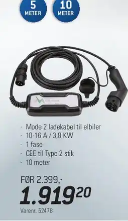 Thansen INFERNO Power Mode 2 ladekabel (10 m) tilbud