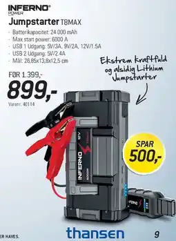 Thansen INFERNO Jumpstarter T8MAX tilbud