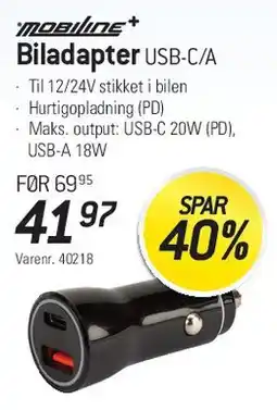 Thansen Biladapter USB-C/A tilbud