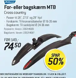Thansen For- eller bagskærm MTB tilbud