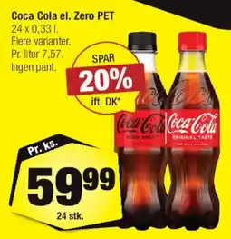 Calle Coca Cola el. Zero PET (24 x 0,33 l) tilbud