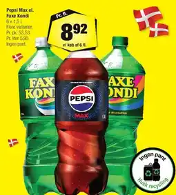 Calle Pepsi Max / Faxe Kondi (6 x 1,5 l) tilbud
