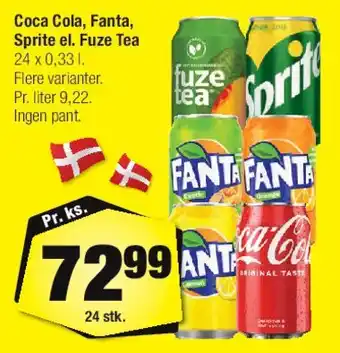 Calle Coca-Cola / Fanta / Sprite / Fuze Tea (24 x 0,33 l) tilbud