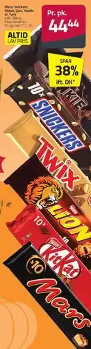 Fleggaard Mars, Snickers, KitKat, Twix, Lion (chokoladepakker) tilbud