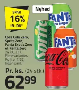 Fleggaard Coca Cola Zero / Sprite Zero / Fanta Zero (24 stk.) tilbud