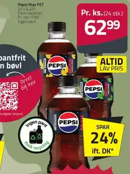 Fleggaard Pepsi / Pepsi Max PET (24 stk.) tilbud