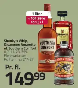 Fleggaard Shanky's Whip / Disaronno Amaretto / Southern Comfort tilbud