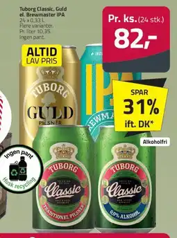 Fleggaard Tuborg (Classic / Guld / Brewmaster IPA) tilbud