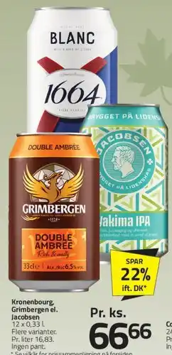Fleggaard 1664 Blanc / Grimbergen Double Ambrée / Jacobsen (Yakima IPA) tilbud