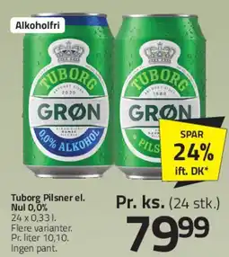 Fleggaard Tuborg (Grøn / Pilsner / Nul 0,0%) tilbud