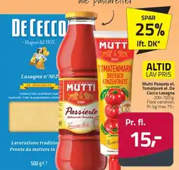 Fleggaard De Cecco Lasagna & Mutti Passata / Tomatprodukt tilbud
