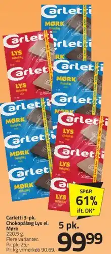 Fleggaard Carletti chokolade (lys / mørk) tilbud