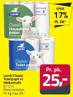 Fleggaard Lambi Classic toiletpapir el. køkkenrulle tilbud