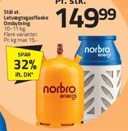 Fleggaard Stål / letvægtsgasflaske (ombytning) tilbud
