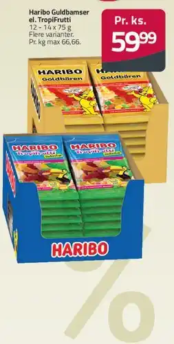 Fleggaard Haribo Guldbamser el. TropiFrutti tilbud