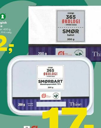 Coop 365 365 økologisk smør eller smørbar tilbud