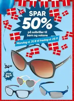 Bilka SPAR 50% på solbriller til børn og voksne tilbud