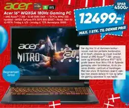 Bilka Acer 16” WQXGA 180Hz Gaming PC tilbud