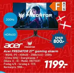 Bilka Acer PREDATOR 27” gaming skærm tilbud