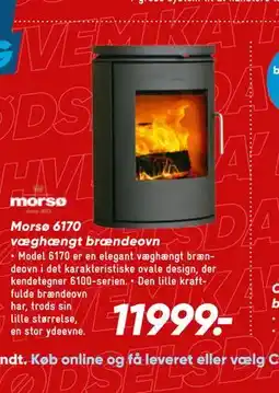 Bilka Morsø 6170 væghængt brændeovn tilbud