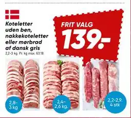 Bilka Koteletter uden ben, nakkekoteletter eller mørbrad af dansk gris tilbud