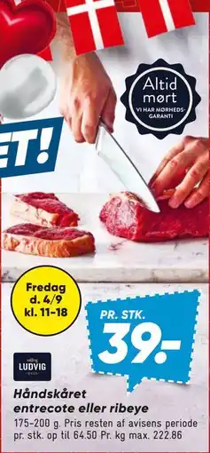 Bilka Håndskåret entrecote eller ribeye tilbud