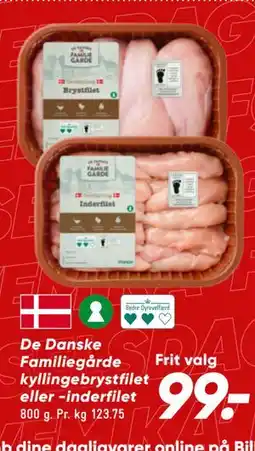 Bilka De Danske Familiegårde kyllingebrystfilet eller -inderfilet tilbud
