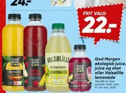 Bilka God Morgen økologisk juice, juice og shot eller Valsølille lemonade tilbud
