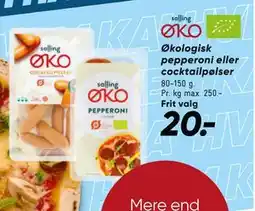 Bilka Økologisk pepperoni eller cocktailpølser tilbud