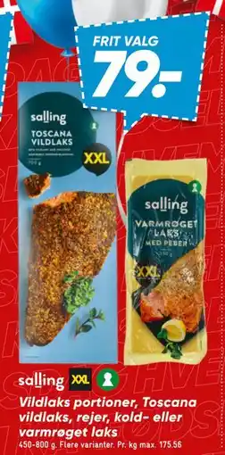 Bilka Vildlaks portioner, Toscana vildlaks, rejer, kold- eller varmrøget laks tilbud