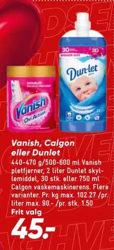 Bilka Vanish, Calgon eller Dunlet tilbud