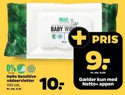 Netto Hello Sensitive vådservietter tilbud