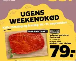 Netto Velsmag marineret flanksteak tilbud