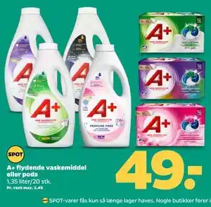 Netto A+ flydende vaskemiddel eller pods tilbud
