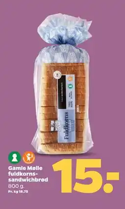 Netto Gamle Mølle fuldkornssandwichbrød tilbud