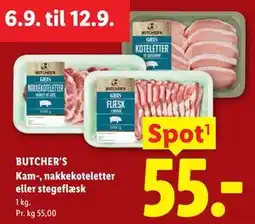 Lidl BUTCHER'S Kam-, nakkekoteletter eller stegeflæsk tilbud