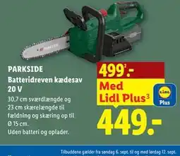 Lidl PARKSIDE Batteridreven kædesav 20 V tilbud