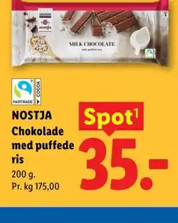 Lidl NOSTJA Chokolade med puffede ris tilbud