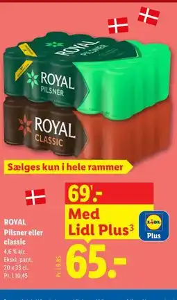 Lidl ROYAL Pilsner eller classic tilbud