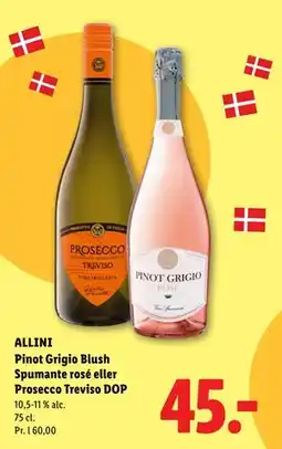 Lidl ALLINI Pinot Grigio Blush Spumante rosé eller Prosecco Treviso DOP tilbud